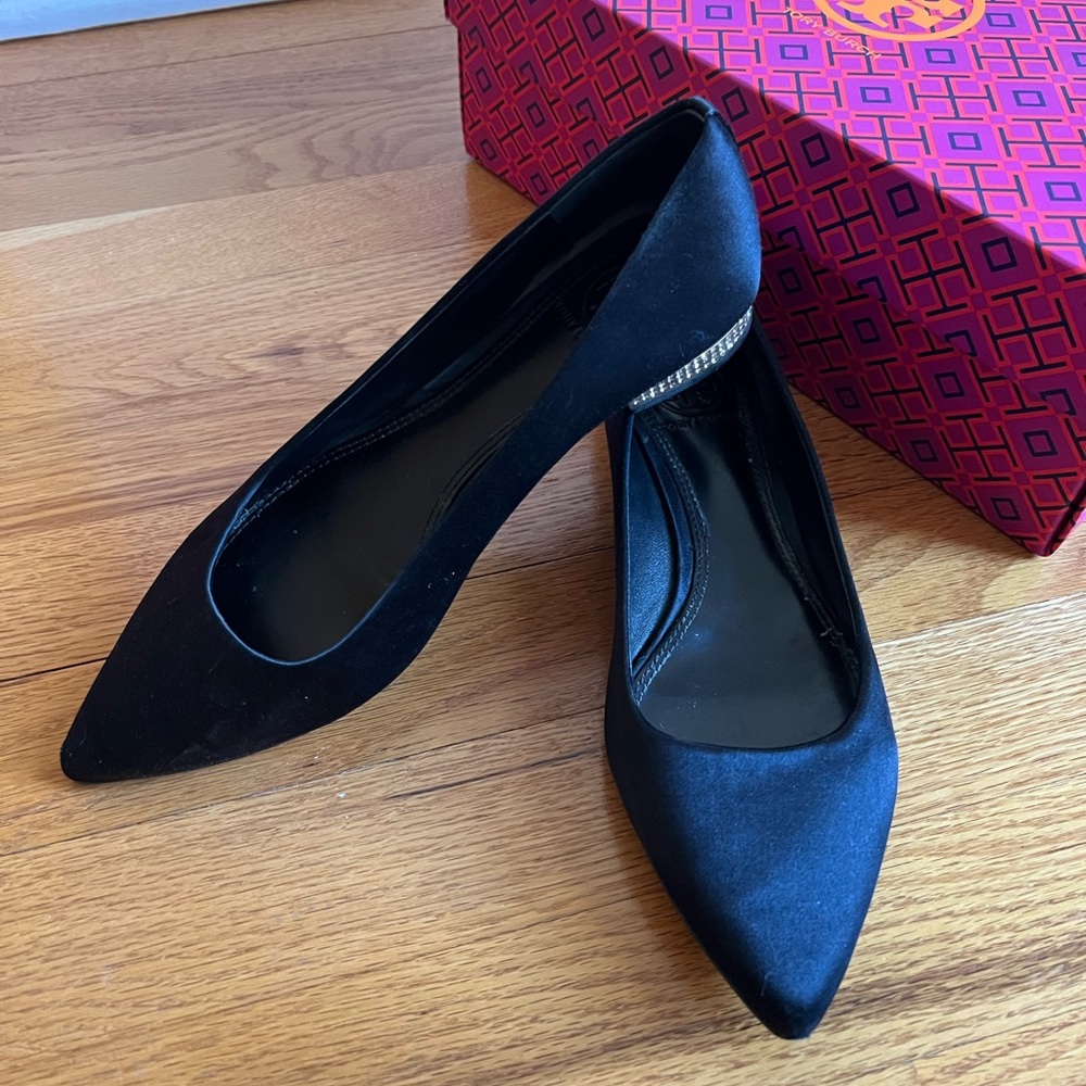 Tory Burch Darley Pointy Toe Flat-Satin Lux Heels